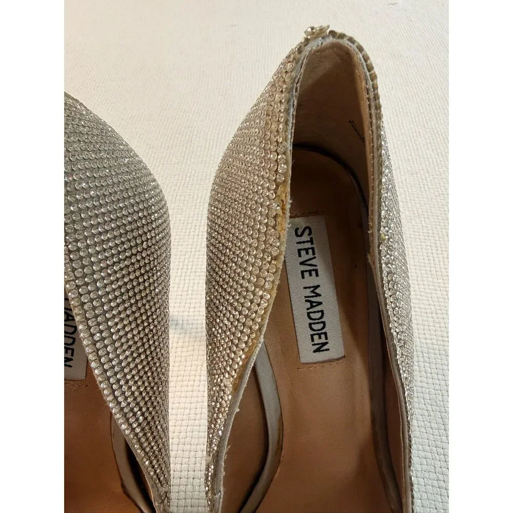 Steve Madden “Daisie” Rhinestone Stiletto Pumps Silver Size 8 Heels Sparkly - Picture 9 of 11